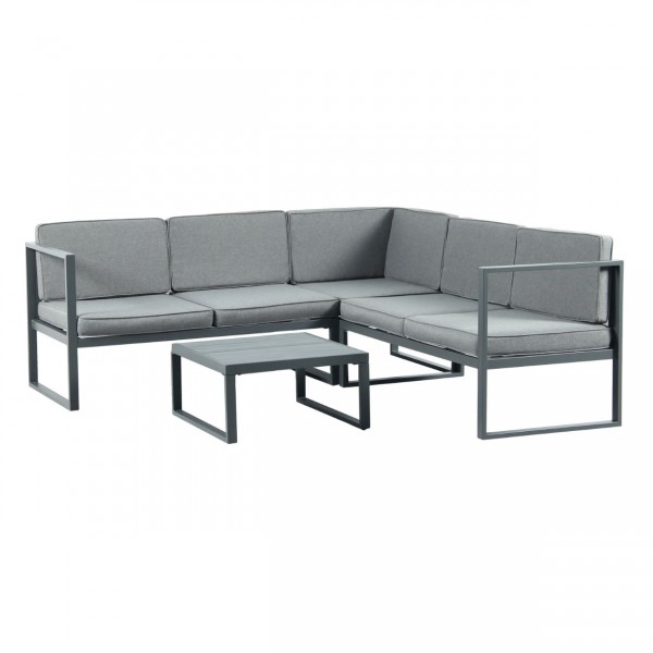 Designer Metal Garden Furniture 5 Seat Corner Sofa and Coffee Table Patio Set Chester