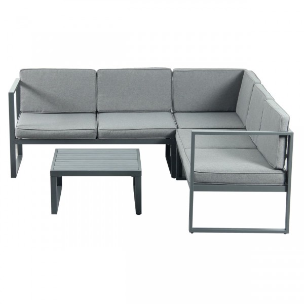 Designer Metal Garden Furniture 5 Seat Corner Sofa and Coffee Table Patio Set Chester