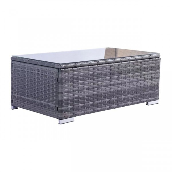 Designer Grey Rattan Sofa Set with Coffee Table 4 Seat Dunham 