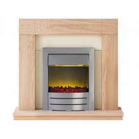 Adam Malmo Fireplace Suite in Oak with Colorado Electric Fire Brushed Steel 39''