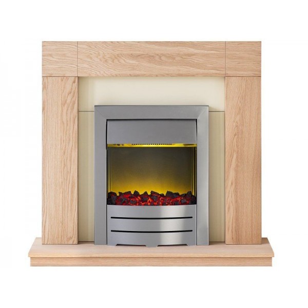 Adam Malmo Fireplace Suite in Oak with Colorado Electric Fire Brushed Steel 39''