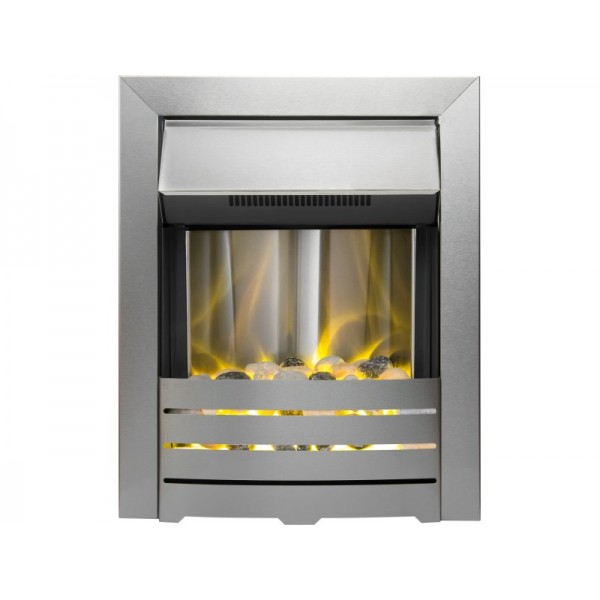 Adam Helios Electric Fire in Brushed Steel