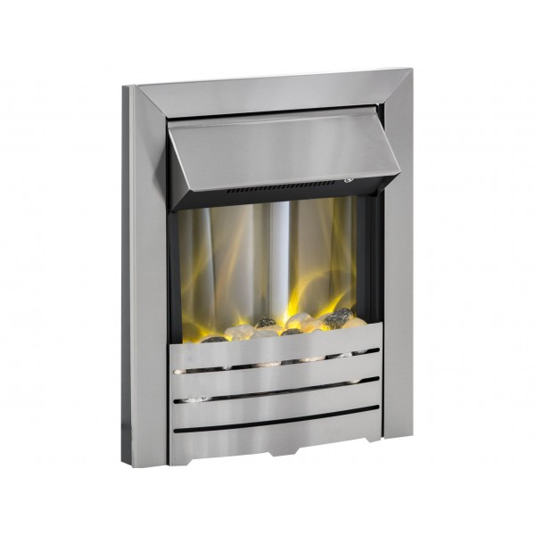 Adam Helios Electric Fire in Brushed Steel
