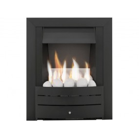 Adam Hera Slimline Gas Fire in Black with Pebble Bed Adam Hera Slimline Gas Fire in Black with Pebble Bed