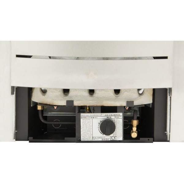 Adam Hera Slimline Gas Fire in Brushed Steel with Pebble Bed