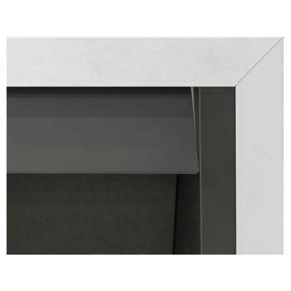 Adam Hera Slimline Gas Fire in Brushed Steel with Pebble Bed