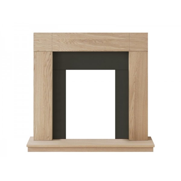 Adam Malmo Fireplace Suite in Oak with Blenheim Electric Fire in Brass, 39 Inch