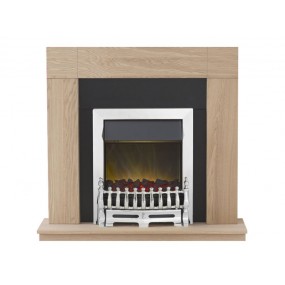 Adam Malmo Fireplace Suite in Oak with Blenheim Electric Fire in Chrome, 39 Inch Adam Malmo Fireplace Suite in Oak with Blenheim Electric Fire in Chrome, 39 Inch