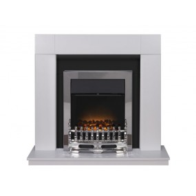Adam Malmo Fireplace Suite in Pure White with Blenheim Electric Fire in Chrome, 39 Inch Adam Malmo Fireplace Suite in Pure White with Blenheim Electric Fire in Chrome, 39 Inch