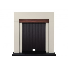 Adam Salzburg Stove Fireplace in Cream with Walnut Beam, 39 Inch Adam Salzburg Stove Fireplace in Cream with Walnut Beam, 39 Inch