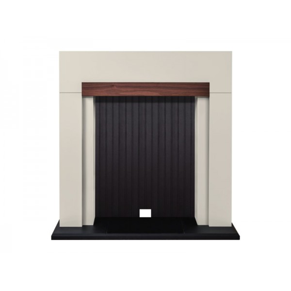 Adam Salzburg Stove Fireplace in Cream with Walnut Beam, 39 Inch