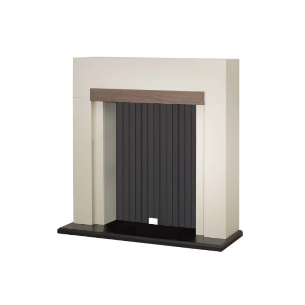 Adam Salzburg Stove Fireplace in Cream with Walnut Beam, 39 Inch