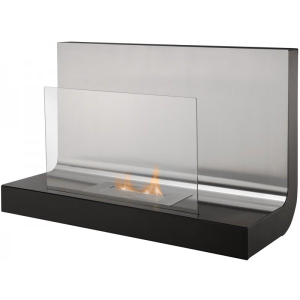 Adam The Crescent Wall Mounted Bio Ethanol Fire in Stainless Steel, 31 Inch