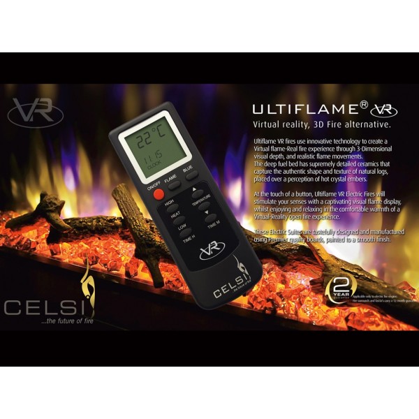 Designer Fire Celsi Ultiflame VR Callisto Electric Fireplace Suite in Smooth Cream