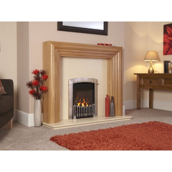 Designer Fire - Flavel FHEC3RMN Caress HE Hearth Mounted Contemporary Silver - MC