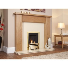 Designer Fire - Flavel FSRC1SMN Windsor Classic Slimline Inset Natural Gas Fire- Brass -MC