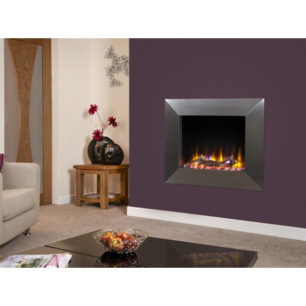 Celsi Designer Fire Ultiflame VR Impulse 22" Satin Silver Wall Mounted Inset Electric Fire 2 Years Warranty 